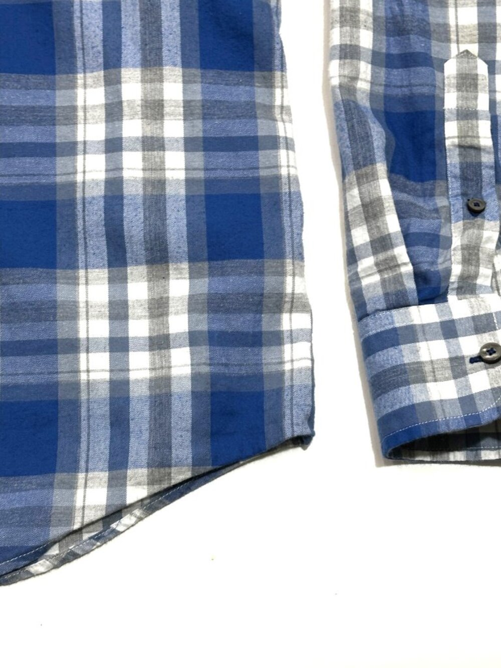 UNTUCKit Mens Large Slim Fit Blue Gray Plaid Button Front Shirt Cotton Casual - Picture 4 of 16